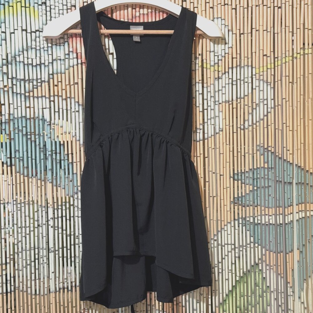 Converse One Star Racerback Empire Tunic Tank, Black, Large